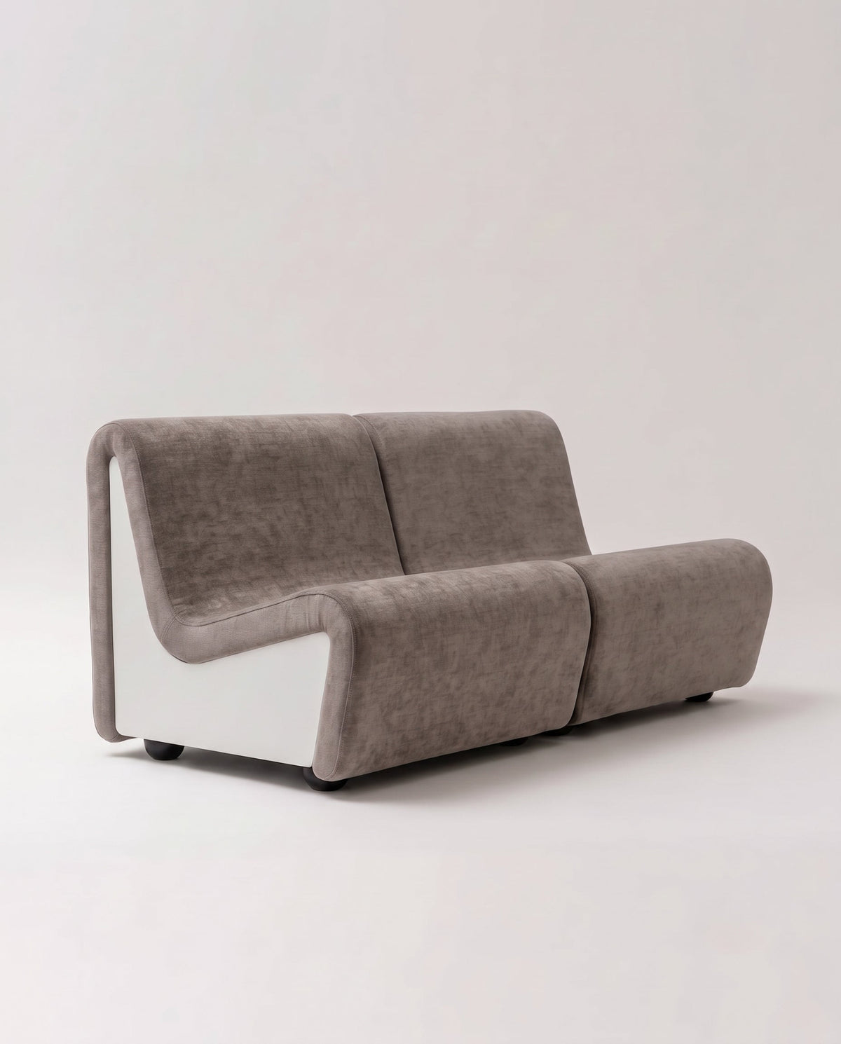 Dialogue 2 seat sofa in GREY fabric and white lacquered wood side panels