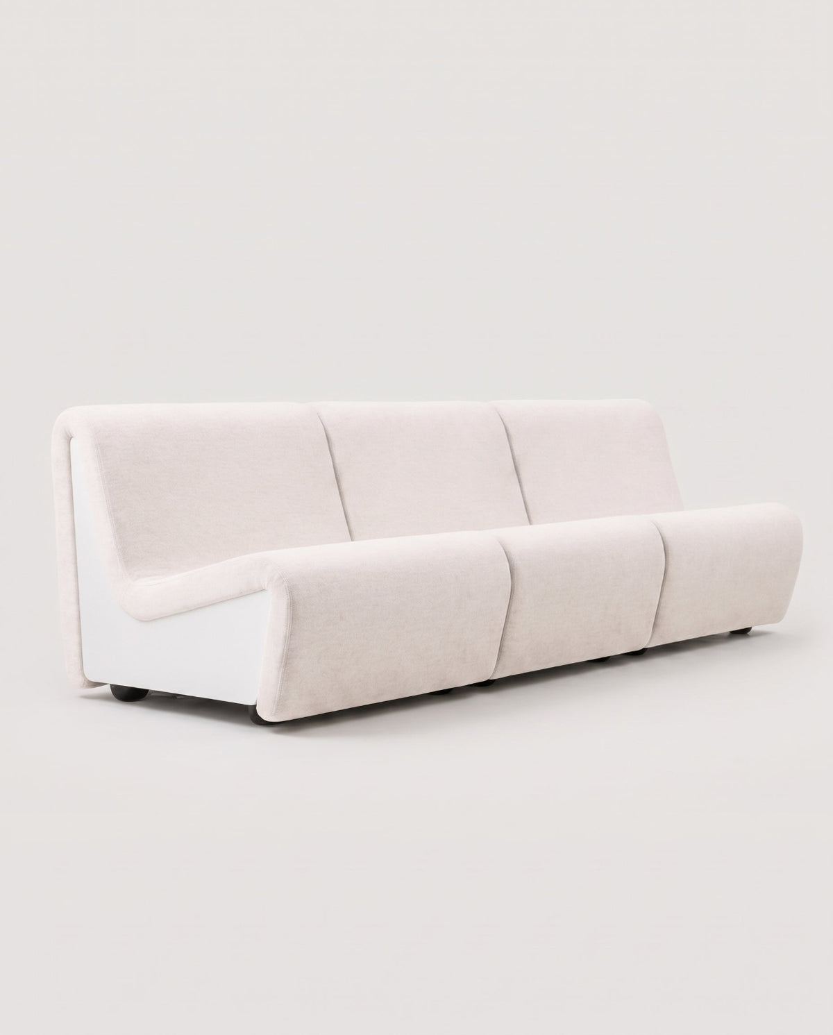 Dialogue 3-seat sofa in white fabric and white lacquered wood side panels