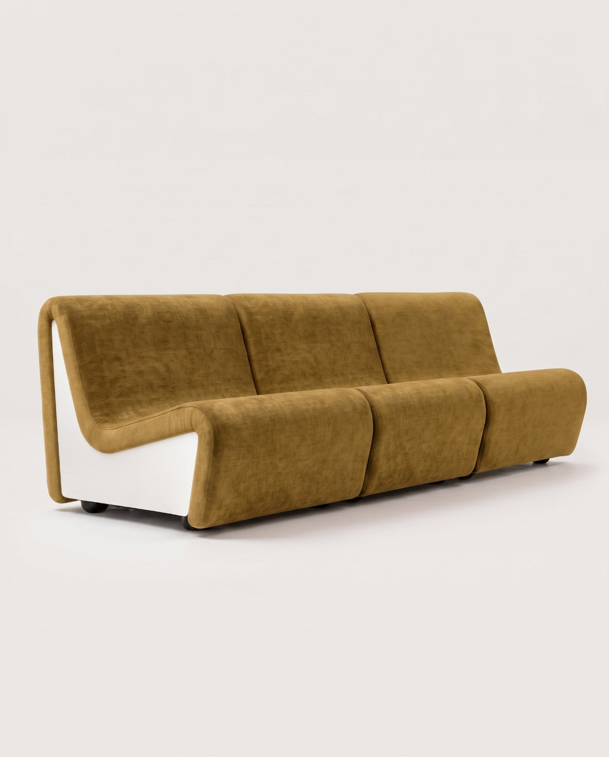 Dialogue 3-seat sofa in lime fabric and white lacquered wood side panels