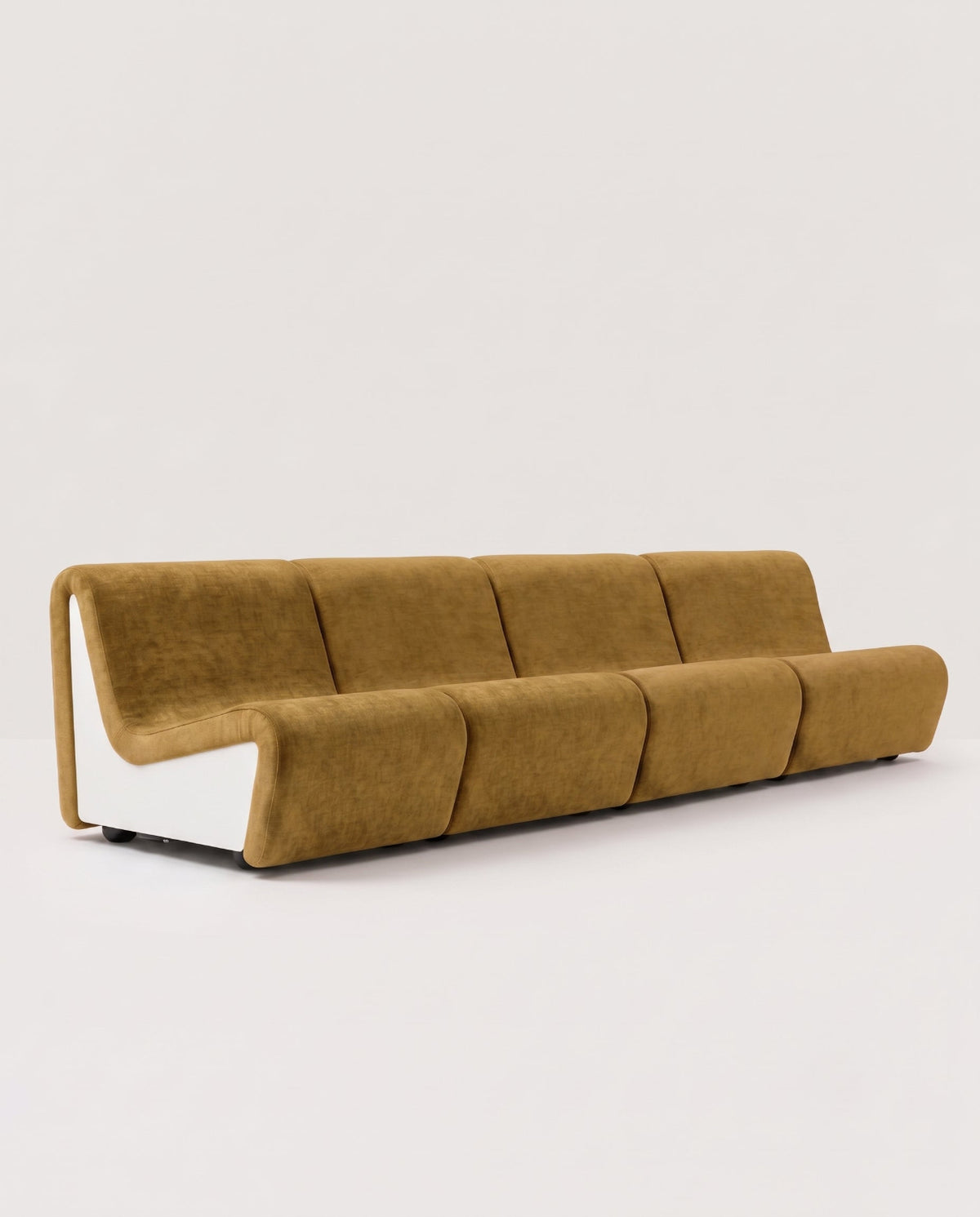 Dialogue 4-seat sofa in lime fabric and white lacquered wood side panels