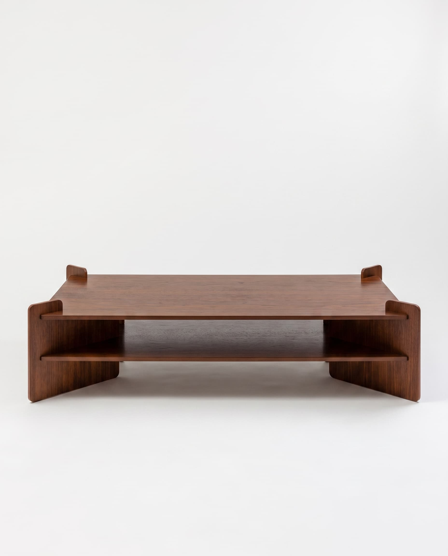 TU-TU coffee table, walnut veneer, front view