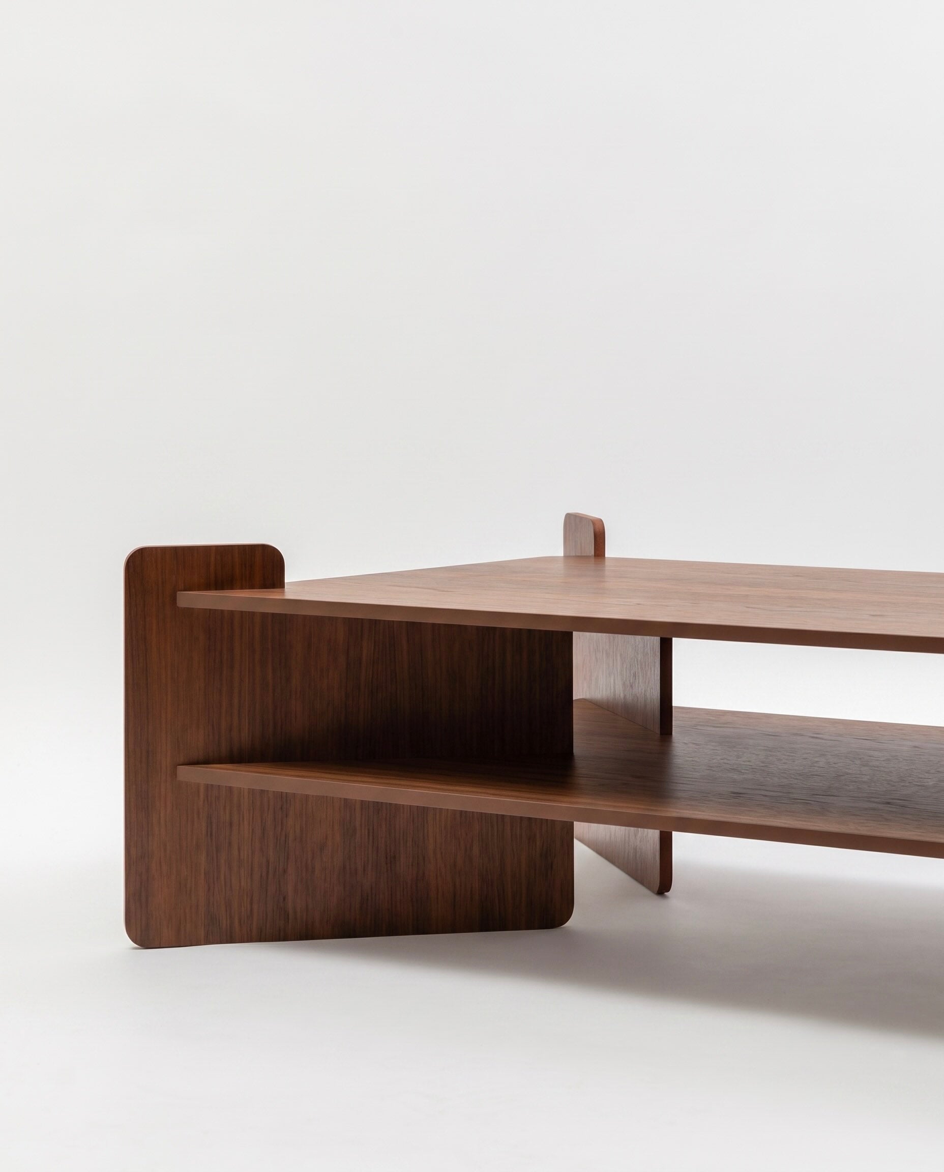 TU-TU coffee table, walnut veneer, side view