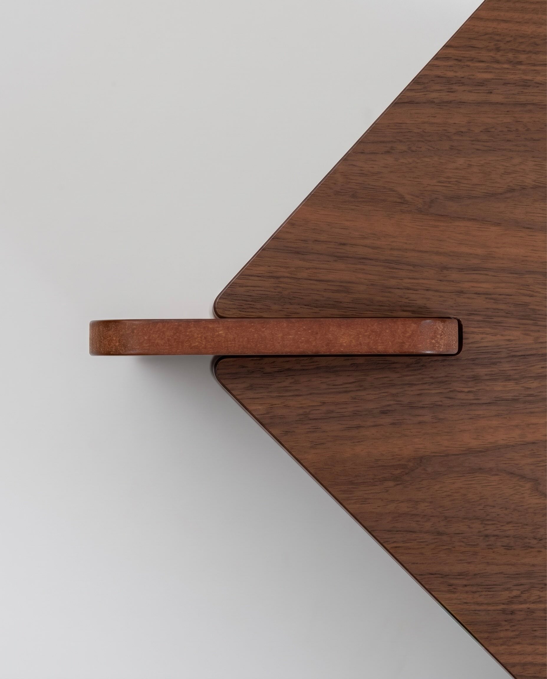 TU-TU side table, walnut veneer, top corner view